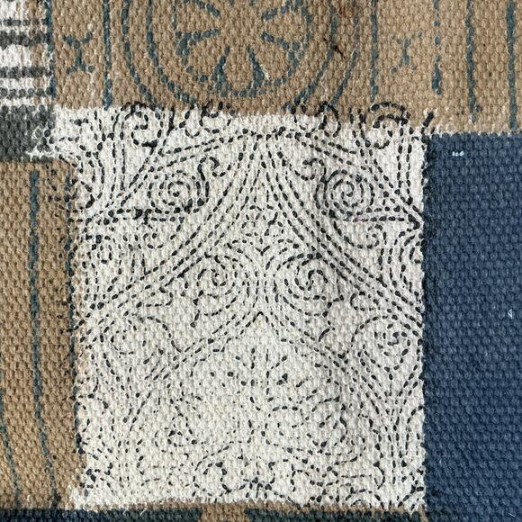 Signals Brand Unique Burlap Stamped Design Tote Bag Leather Handles Art - Picture 6 of 11